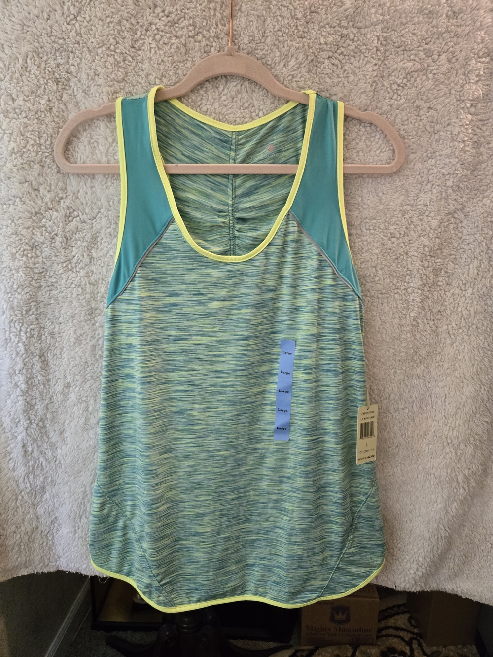 Tangerine Aqua Heathered & Lime Trim Athletic Tank